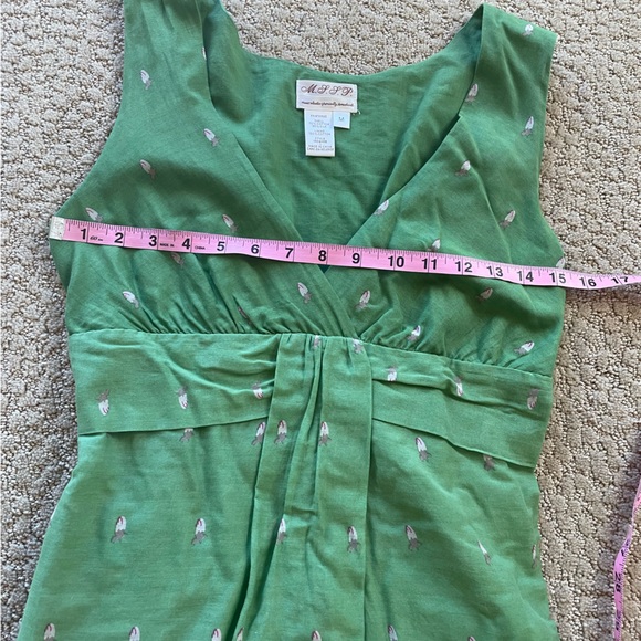 Vintage Max Studio silk blend spring green floral V neck dress - Picture 10 of 12